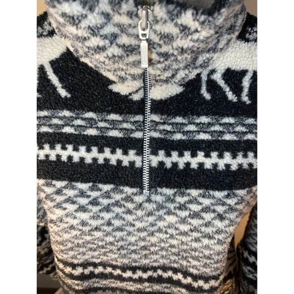 90s essentials style fleece Black and White deer tree Medium - Picture 13 of 14